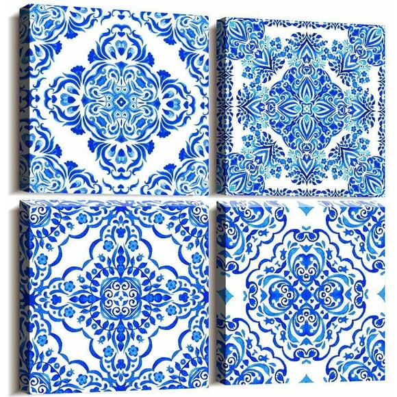 Modern Canvas Wall Art Print for Living Decor Bedroom Vintage Design 4 Pieces - Picture 1 of 9
